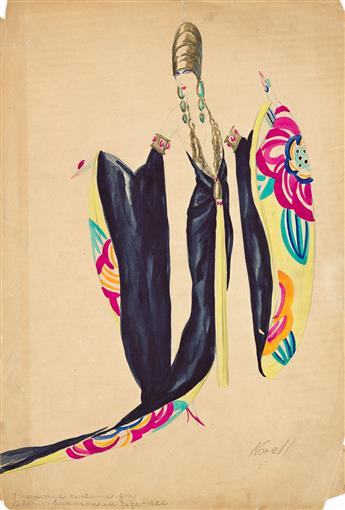 NORMAN NORELL (1900-1972) Proposed costume for Gloria Swanson in Zaza-1922.